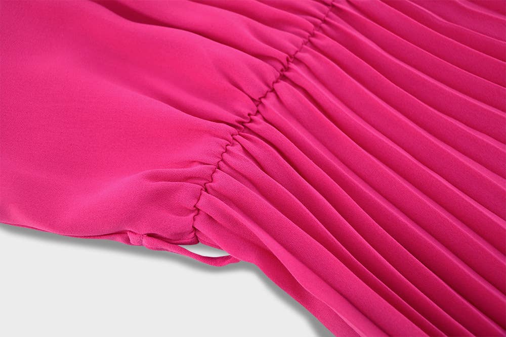 V-Neck Ruffle Pleated Bodycon Dress