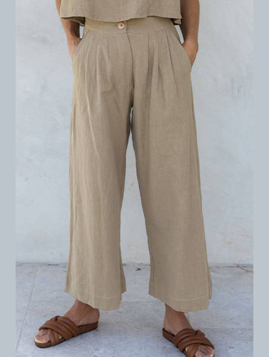 COTTON AND LINEN STRAIGHT PANTS_CWBLP0731