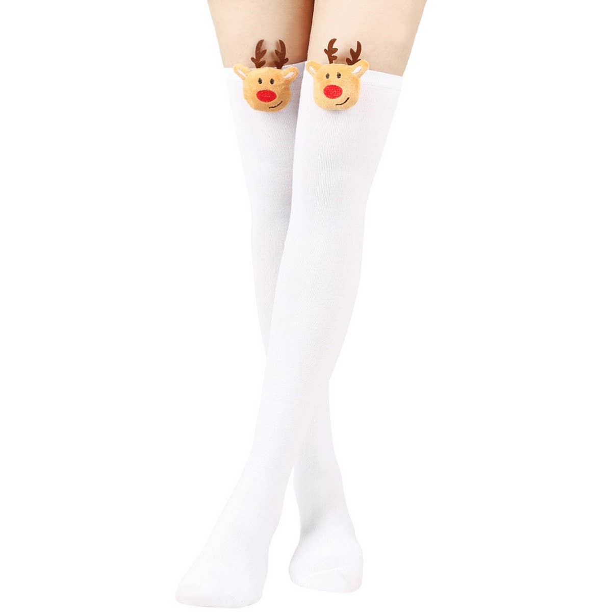 CWMS0806_Christmas Over The Knee Socks Elk Stripes