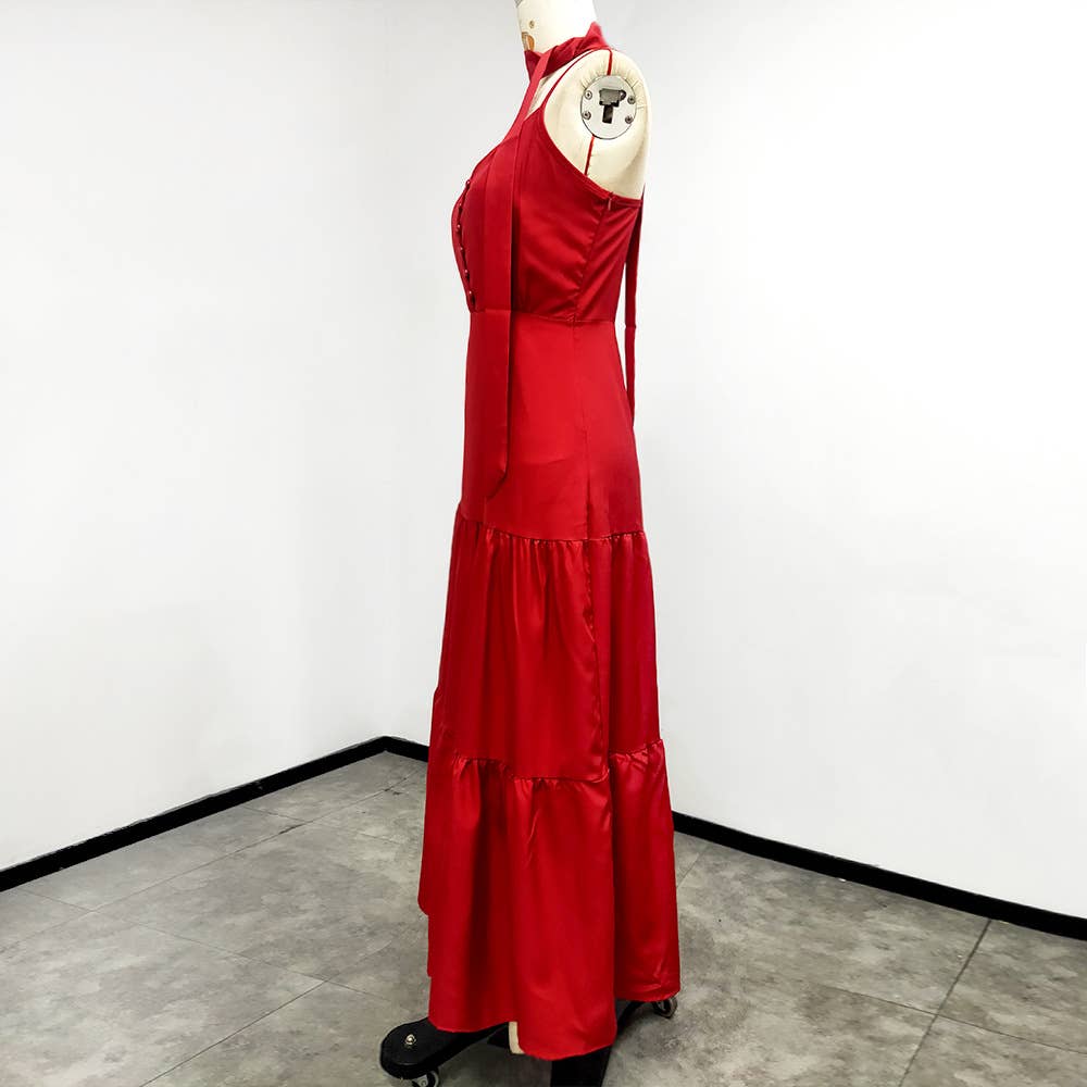 Fashionable and elegant halter long dress