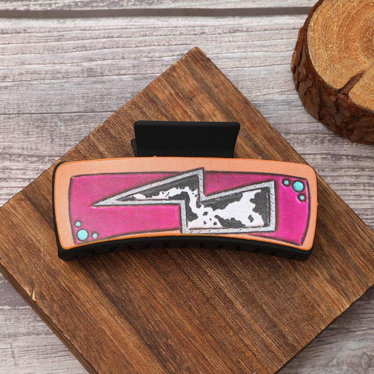 Western Leather Hair Claw - Cactus Butterfly Clip