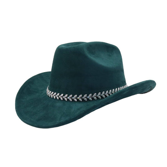 Western Ethnic Suede Cowboy Fedora Jazz Hat_CWAH04447