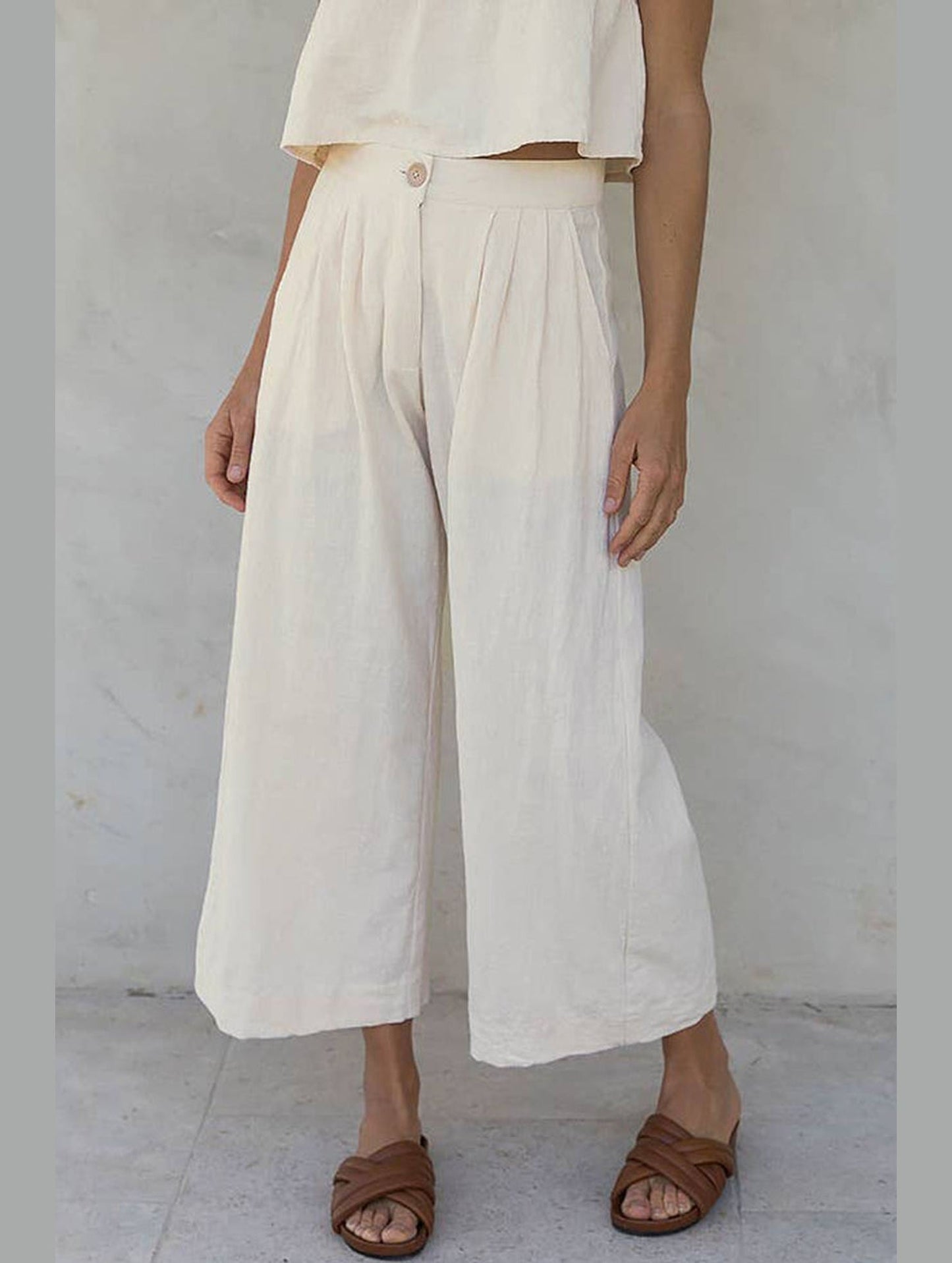 COTTON AND LINEN STRAIGHT PANTS_CWBLP0731