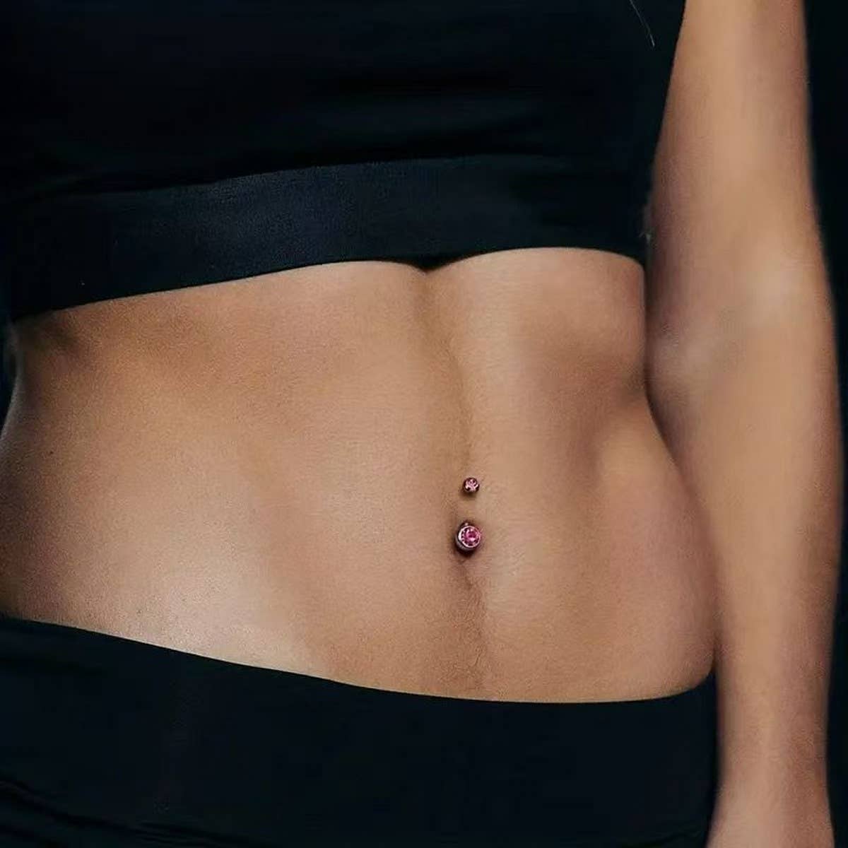 Double Gem Belly Button Ring ? Stainless Steel