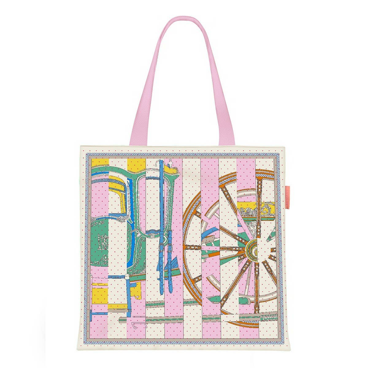 Colorblock Carriage Canvas Tote for Women_CWAB5130