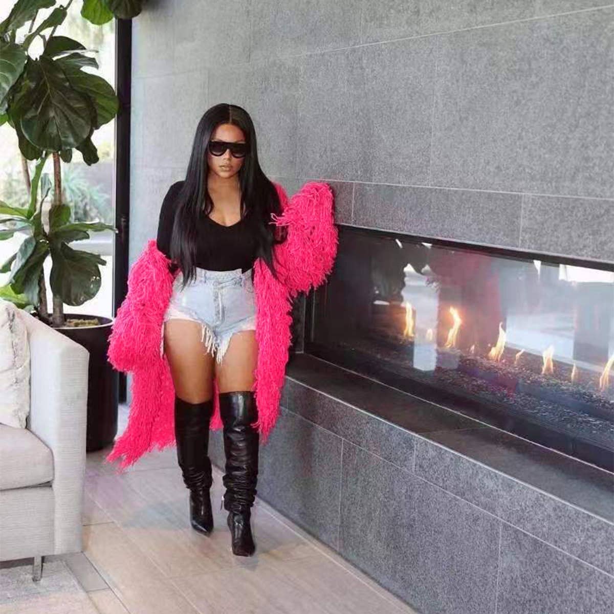 WOMEN FASHION HOLLOWED OUT TASSEL CARDIGAN