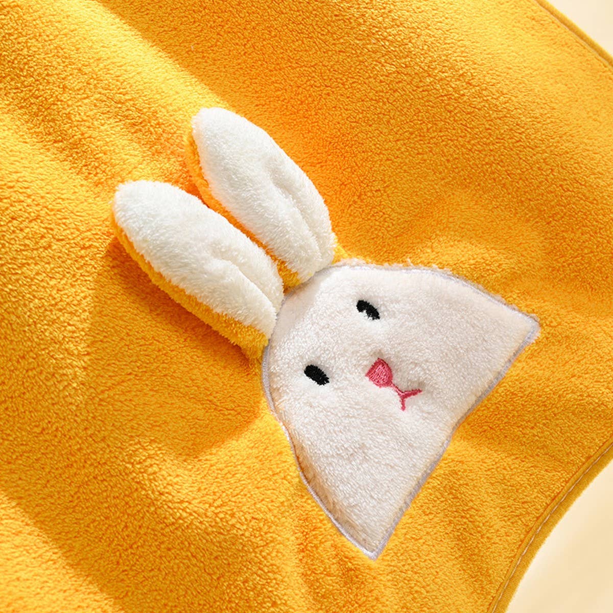 EMBROIDERED RABBIT CORAL FLEECE TOWEL
