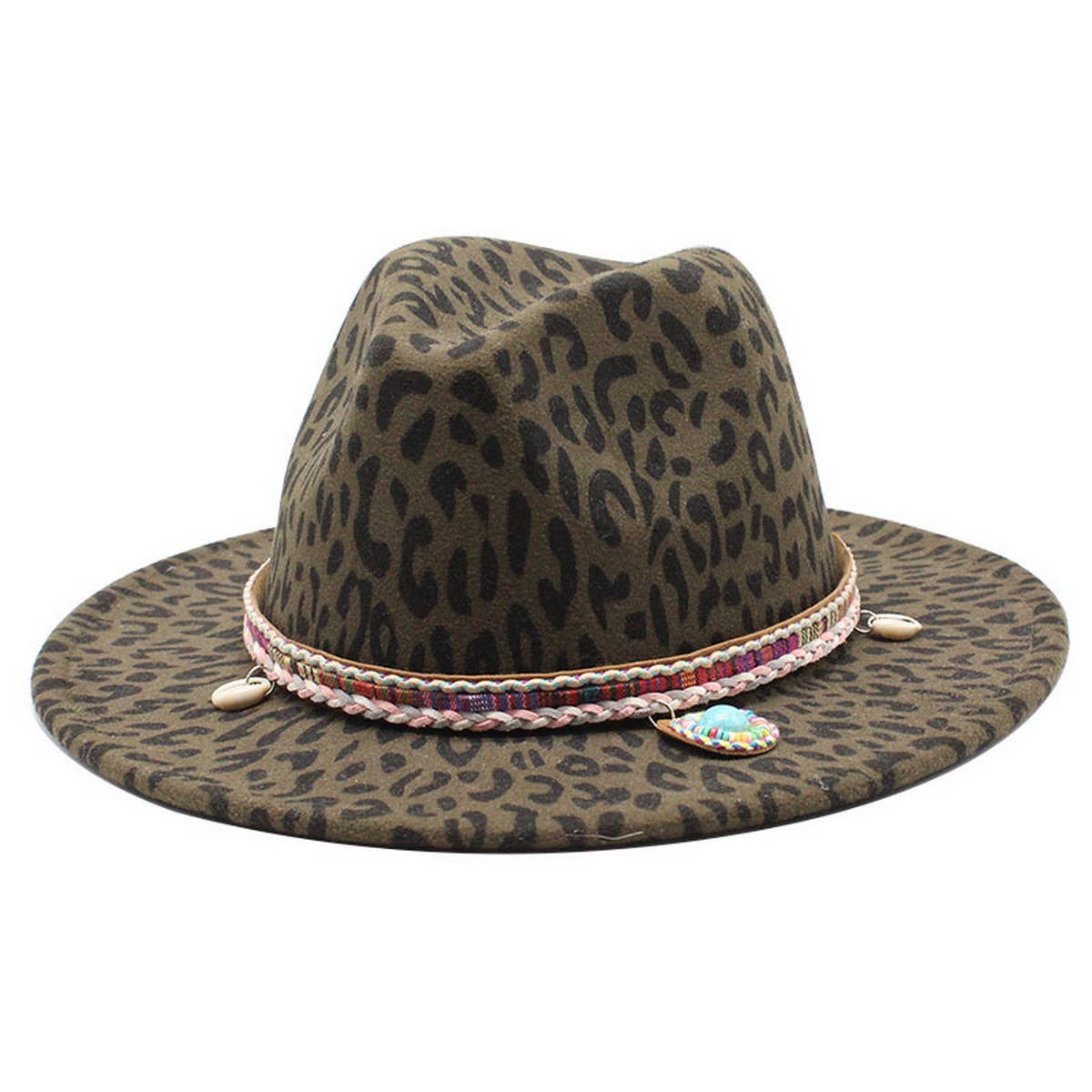 LEOPARD PRINT WOOLEN HAT SAPPHIRE TASSEL JAZZ HAT_CWAH2608
