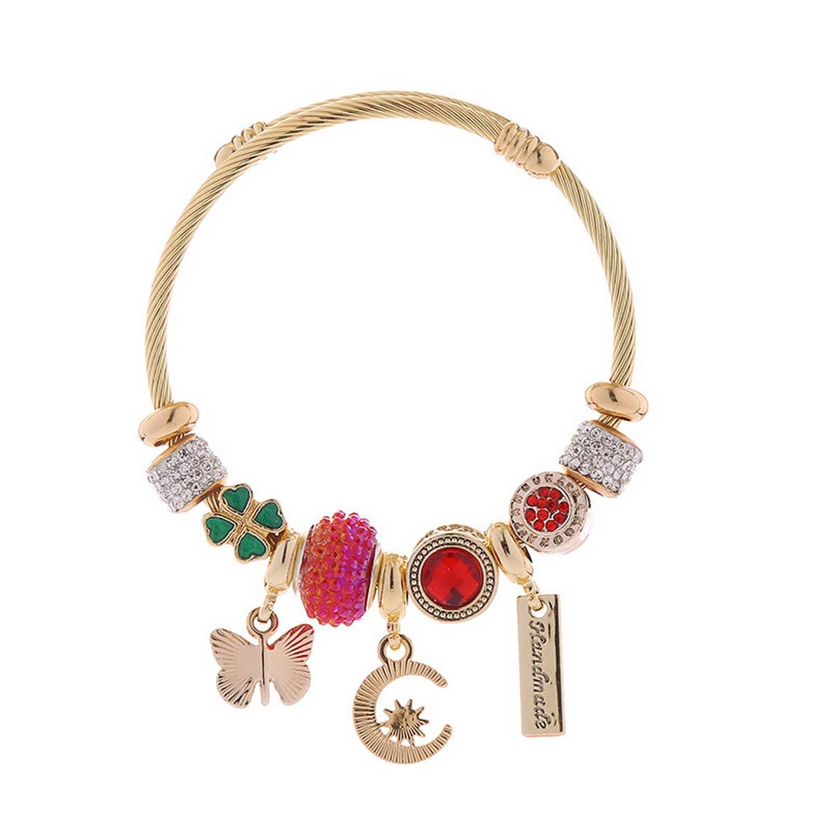 Trendy Moon & Butterfly Stainless Steel Bracelet