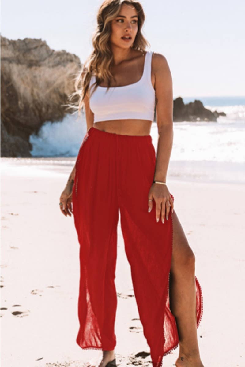 CWBMP0158_SUMMER CASUAL SPLIT HIGH-WAISTED PANTS