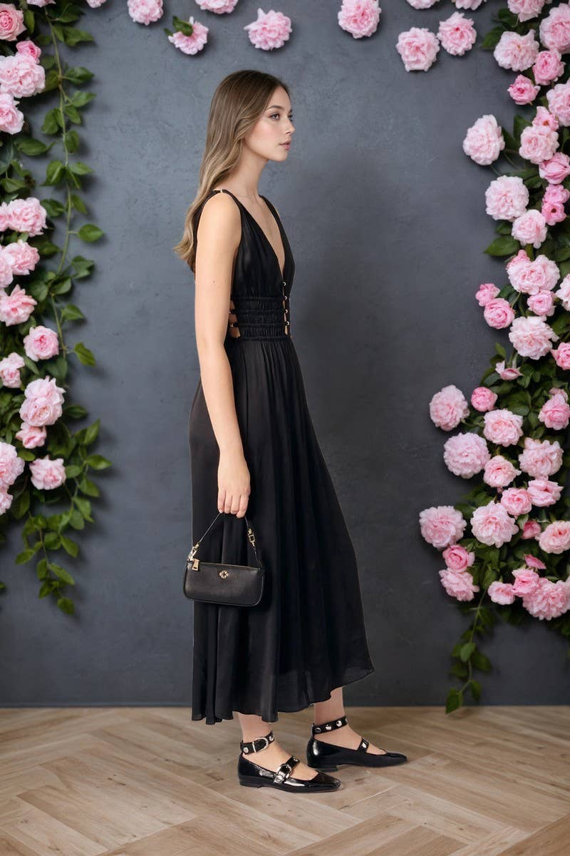 CWDMD6383_SLEEVELESS DEEP V BLACK ELEGANT MAXI DRESS