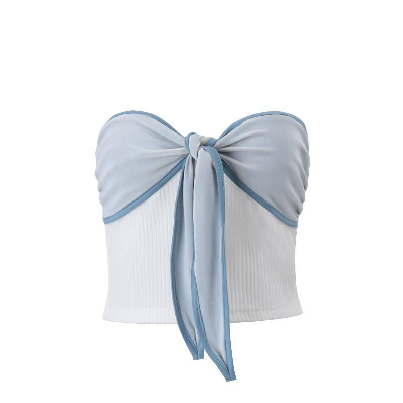 Sexy sweet and spicy bow colorblock crop top