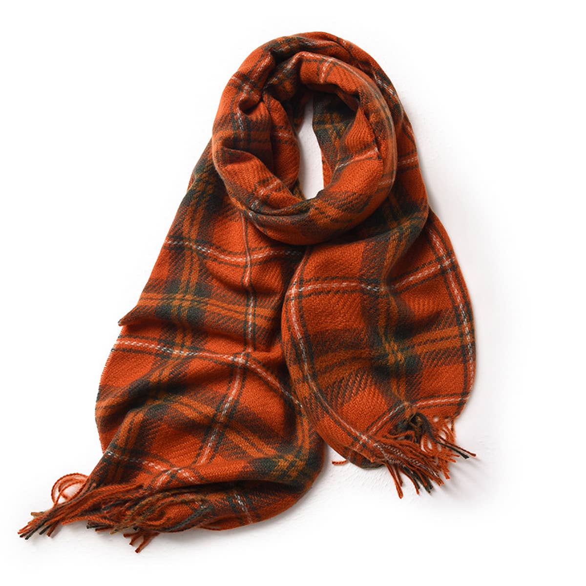 Plaid Winter Scarf for Women ??Soft Tassel Shawl_CWASC0224