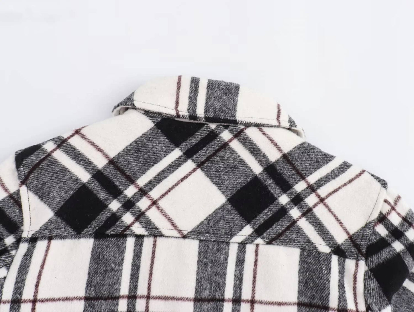 VINTAGE BAGGY LAPEL LONG-SLEEVED PLAID JACKET