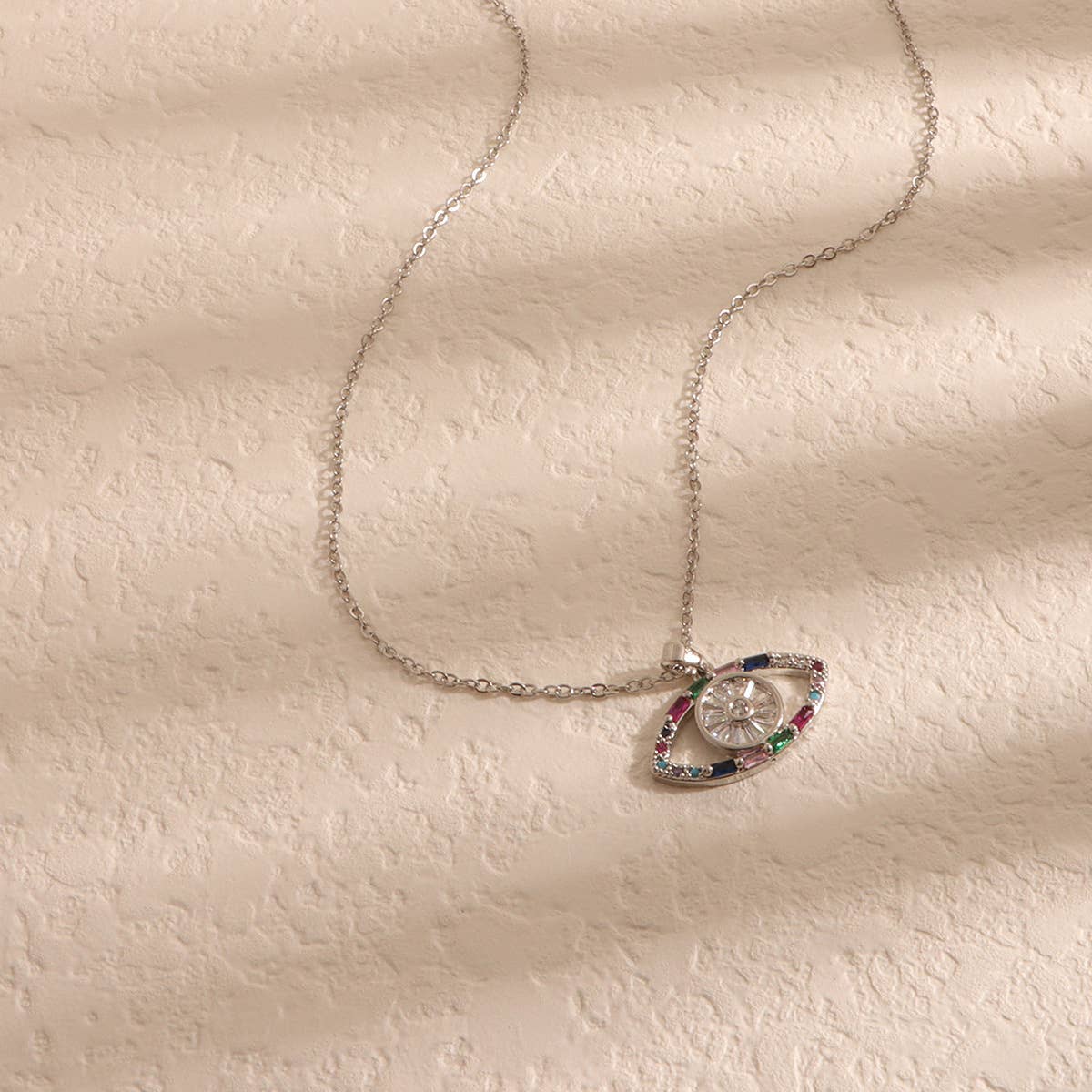 Zircon eye titanium steel collarbone chain