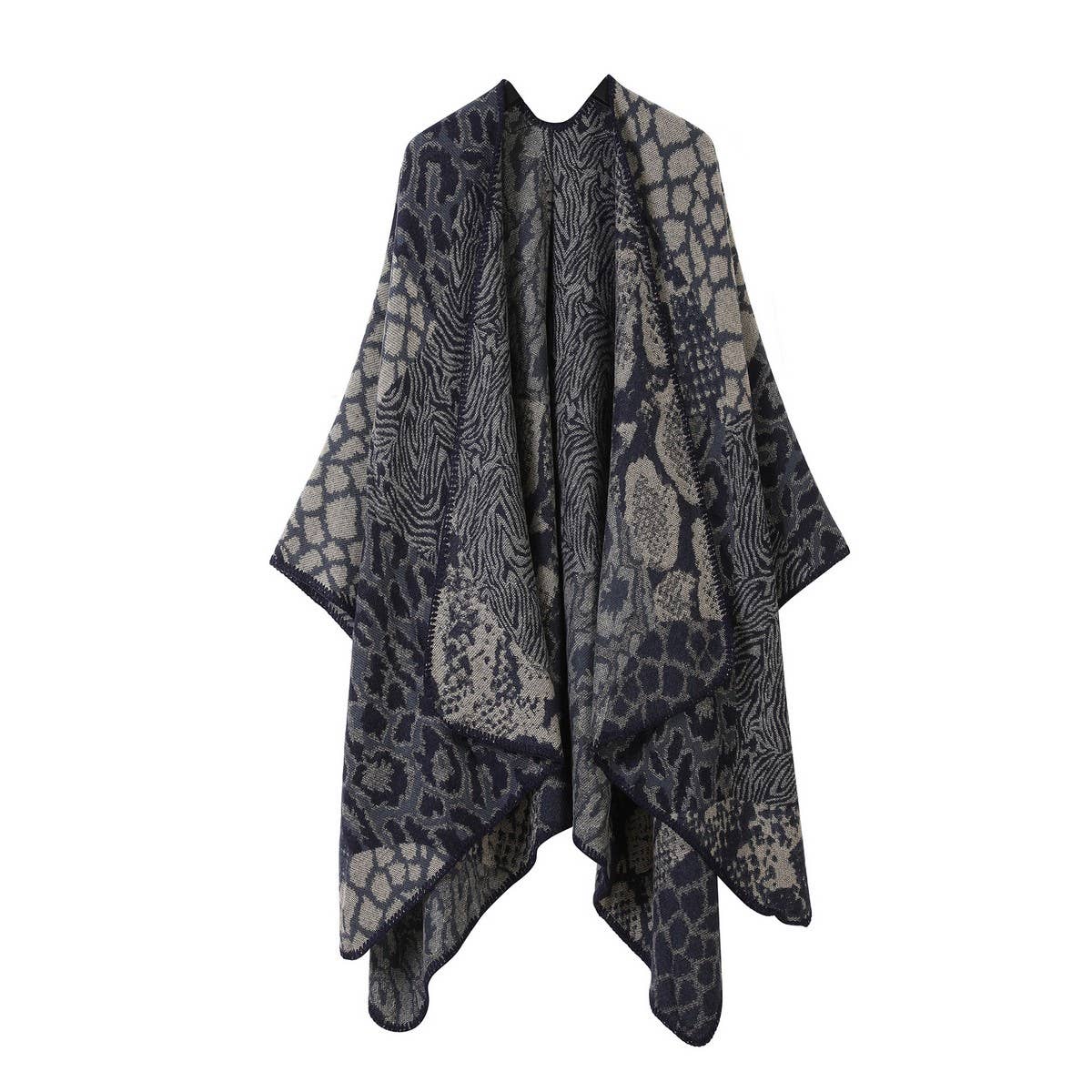 LEOPARD PRINT SCARF SLIT SHAWL FASHION CAPE