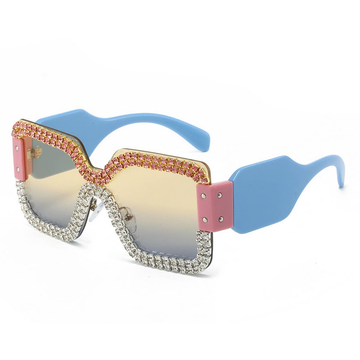 FRAMELESS ONE-PIECE DOUBLE ROW DIAMOND SUNGLASSES