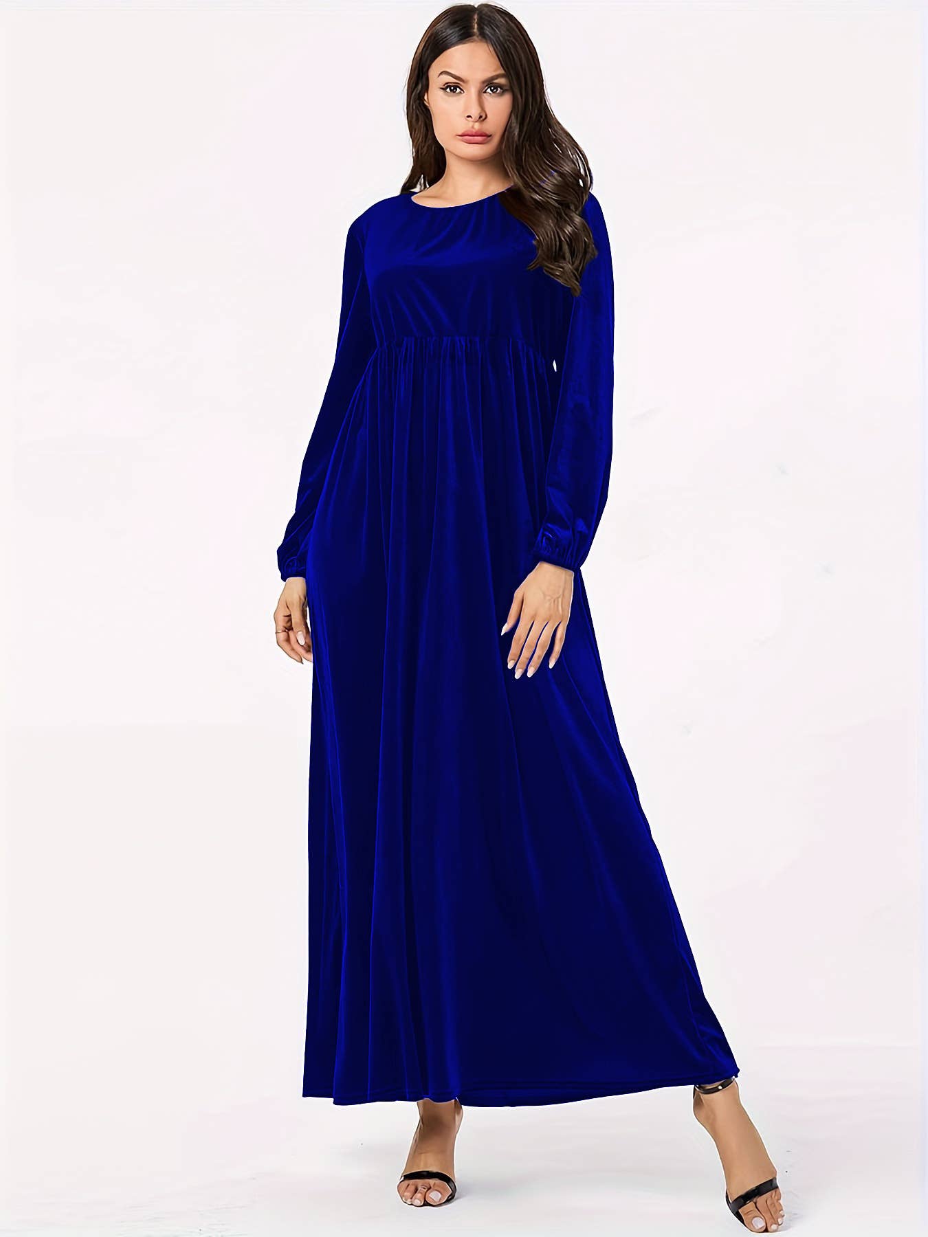 Fashionable round-neck velvet loose dress