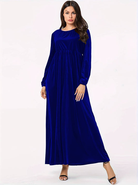 Fashionable round-neck velvet loose dress