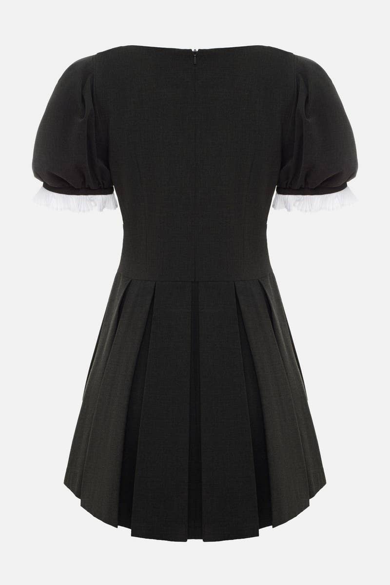 CWDSD8881_SQUARE NECK FITTED A-LINE MINI DRESS