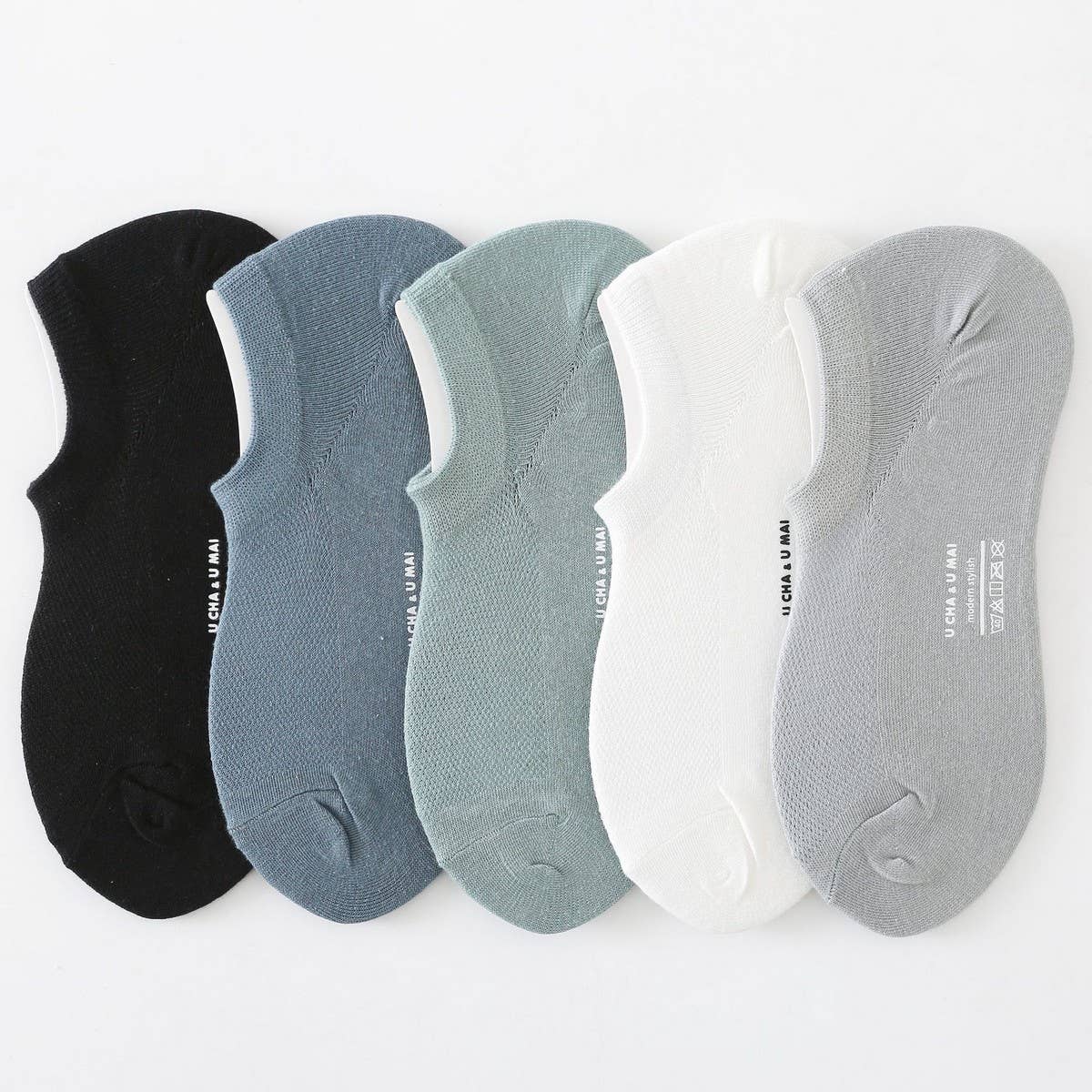 MEN'S SOLID COLOR COTTON MESH INVISIBLE SOCKS
