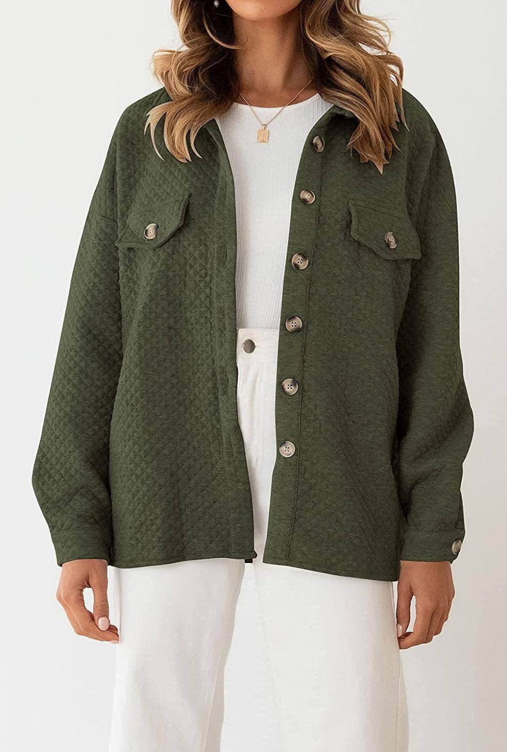 LIGHT CASUAL SOLID COLOR COAT WITH DIAMOND POCKET