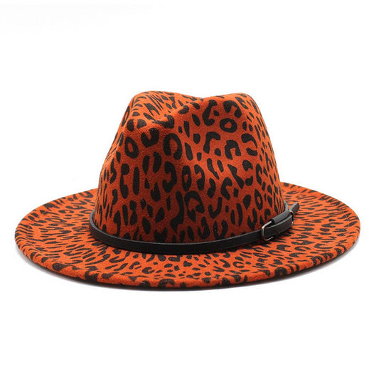 LEOPARD PRINT JAZZ HAT WOOLEN HAT WOOLEN HAT_CWAH2573