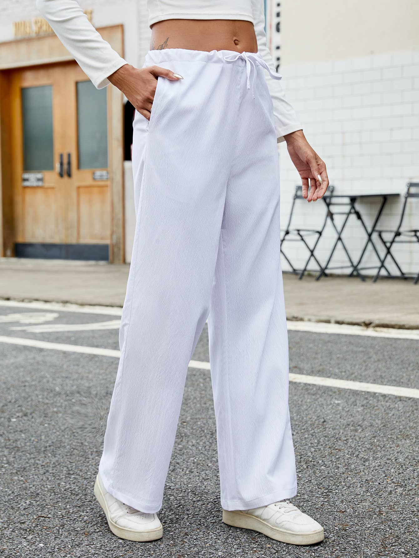 LOOSE STRAIGHT LEG SLIM CASUAL SLACKS