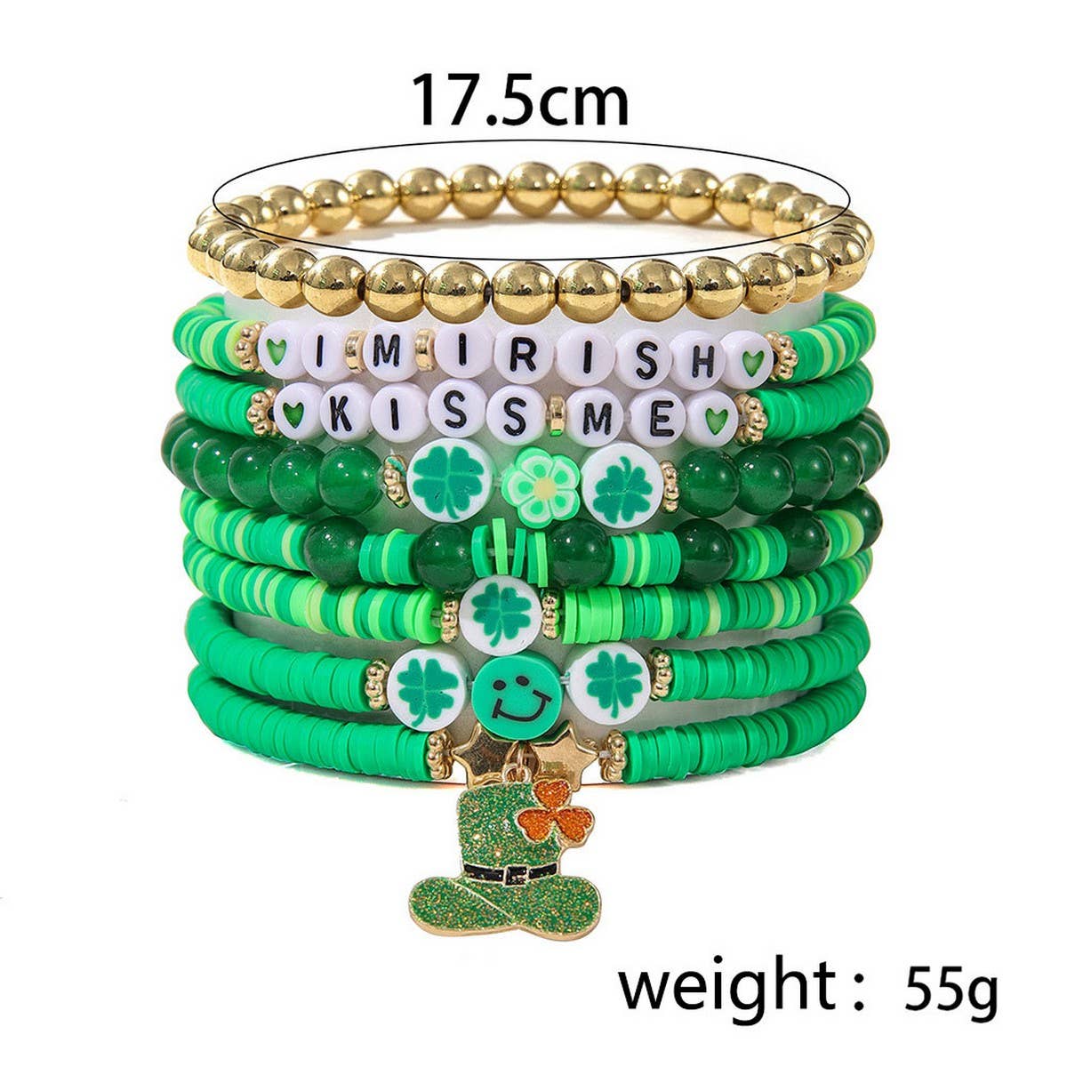 ST. PATRICK'S DAY FOUR LEAF CLOVER HAT BRACELET_CWMM3500