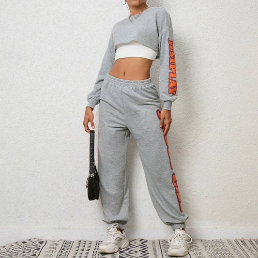 Fashion letter-embroidered casual sportswear set