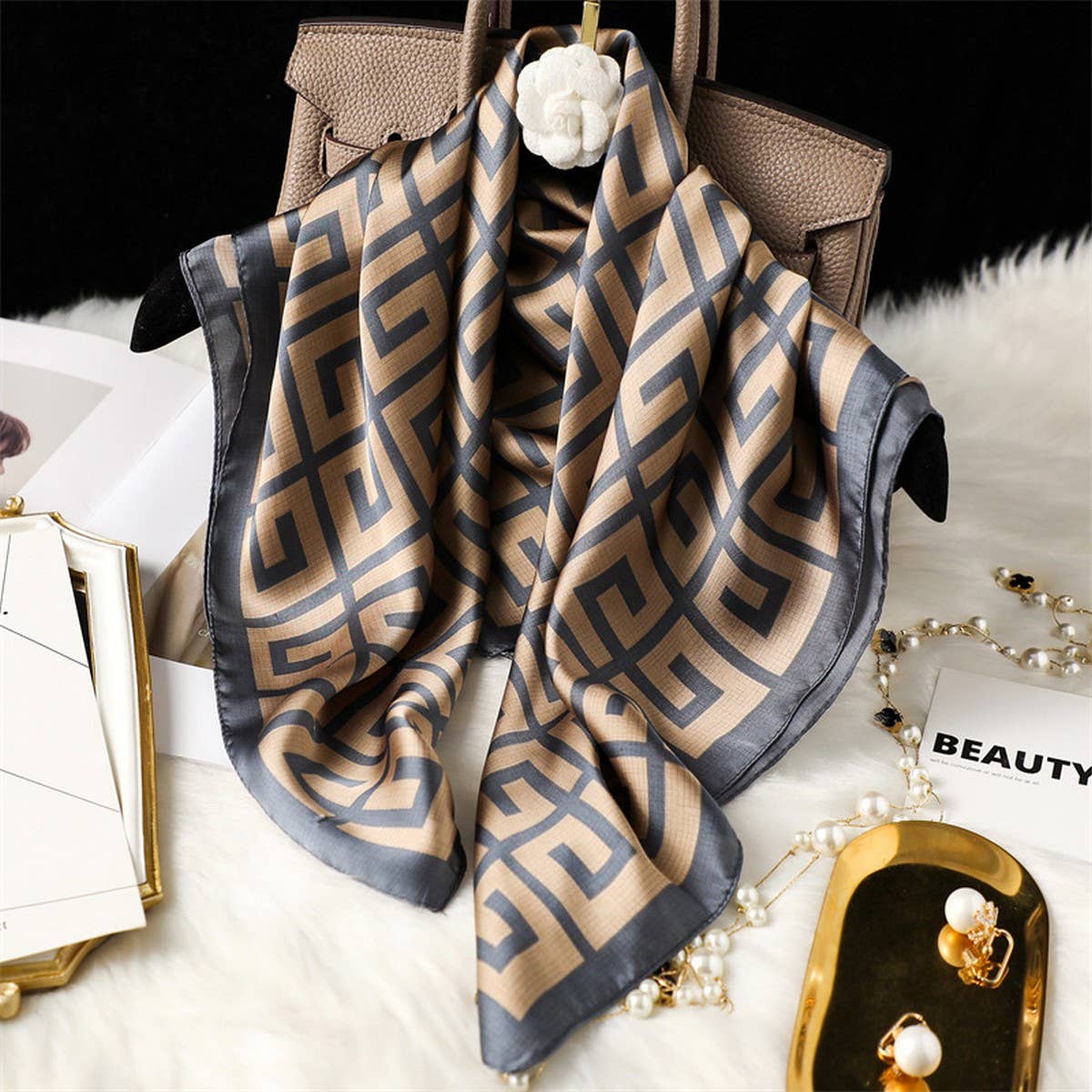 Luxury Small Silk Scarf,Versatile Shawl