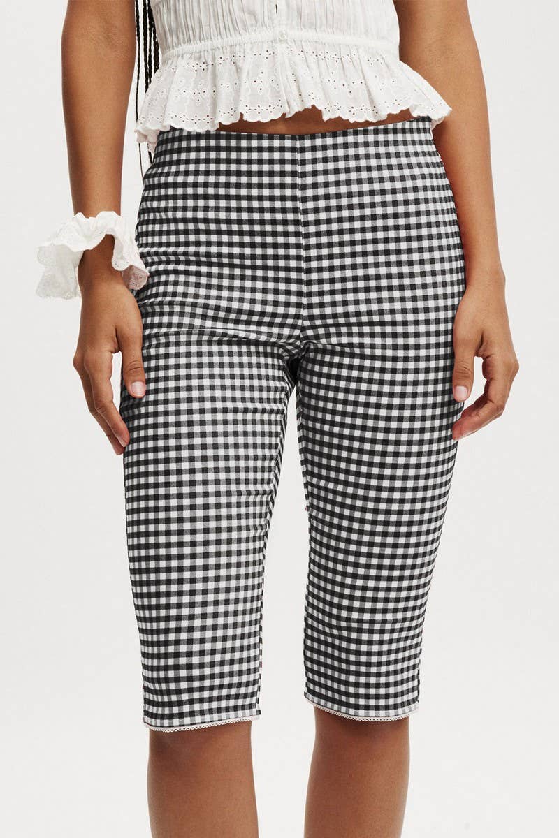 CWBSP0573_SLIM FIT PLAID STRETCH STRAIGHT SHORT PANTS