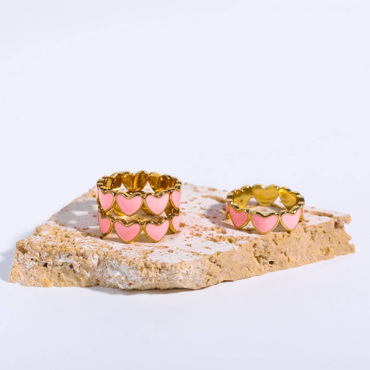 Pink oil drop heart fresh and sweet ring_CWMM5526