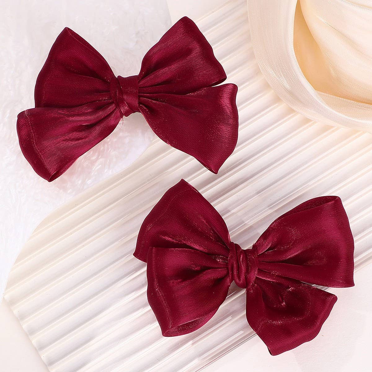 Solid Shiny Bow Hair Clip Set for JK Girls_CWAHA6719