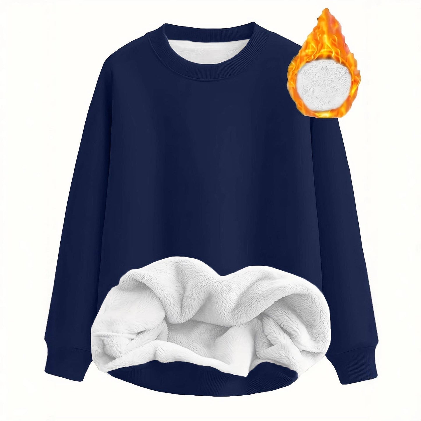 Solid-color fleece round-neck pullover hoodie