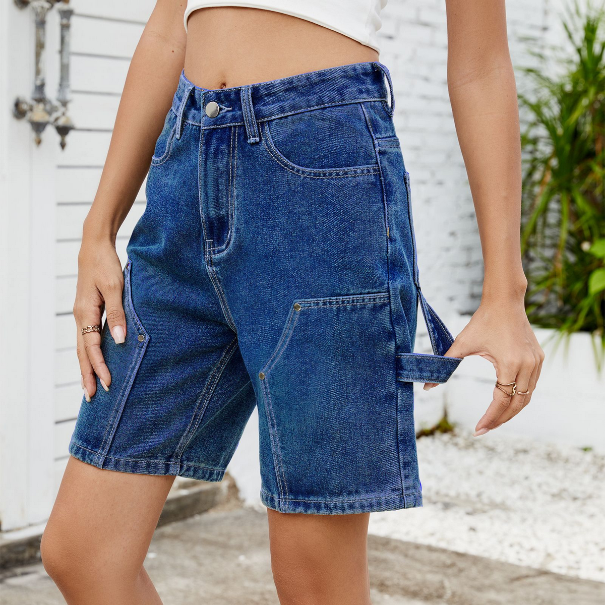 Washed Fashionable Cool Denim Bermuda Shorts