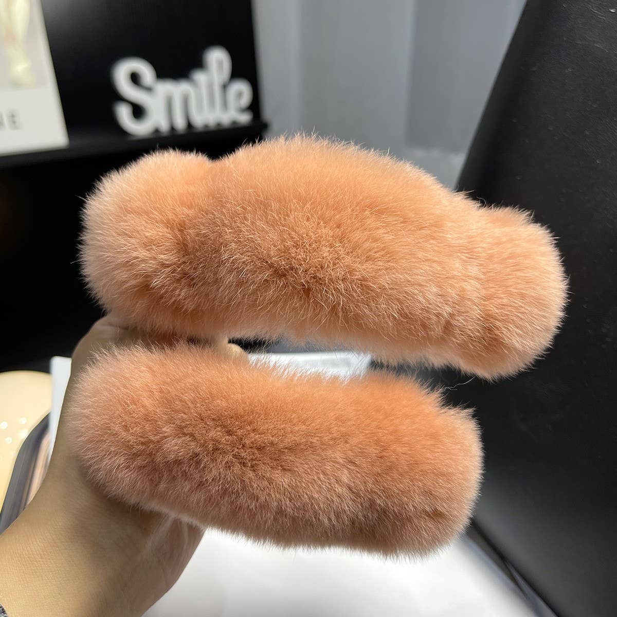 Fuzzy Bunny Fur Hair Claw, Large Lazy Style Clip