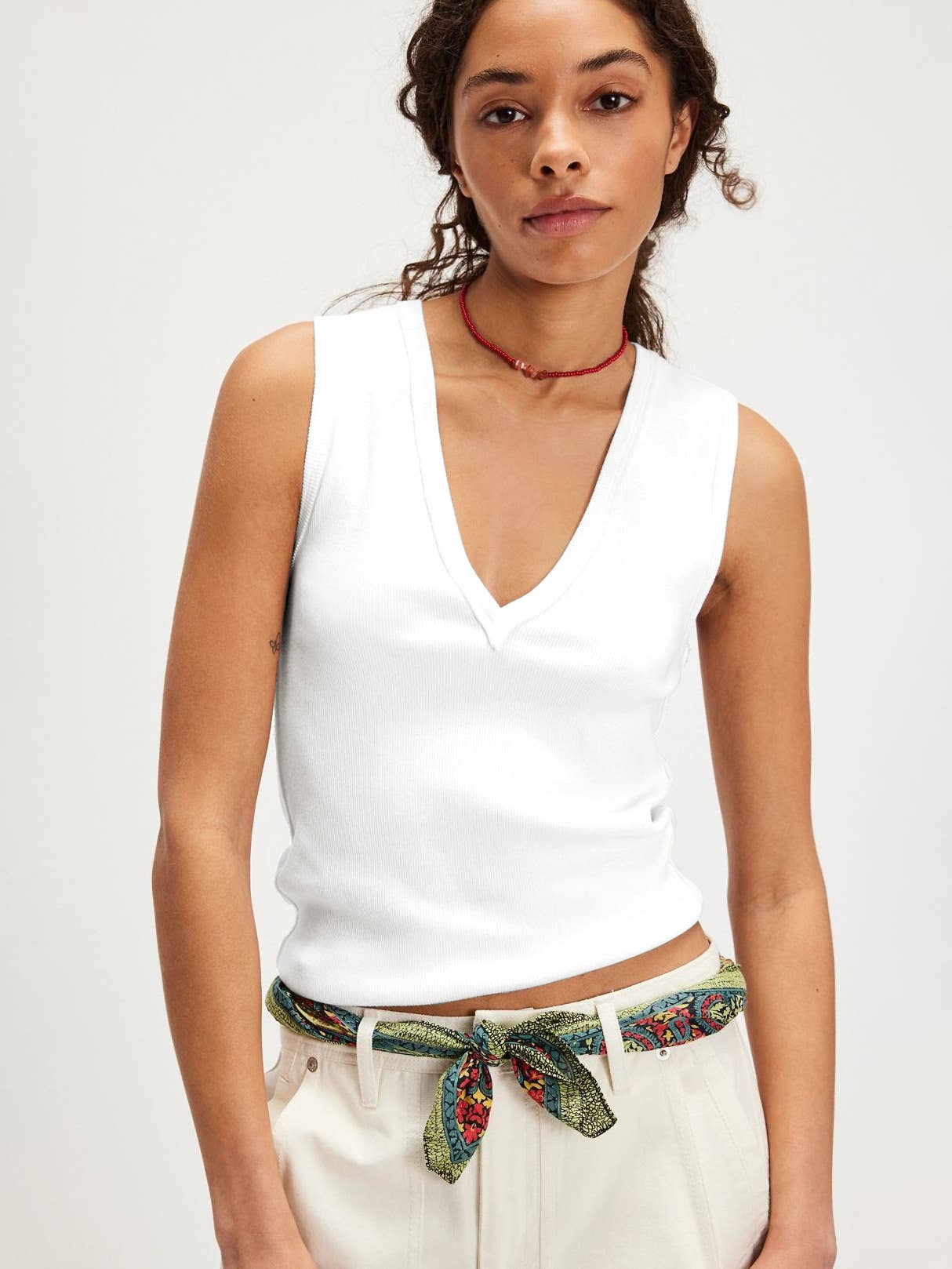 V-neck solid-color ribbed high-end Tanktop