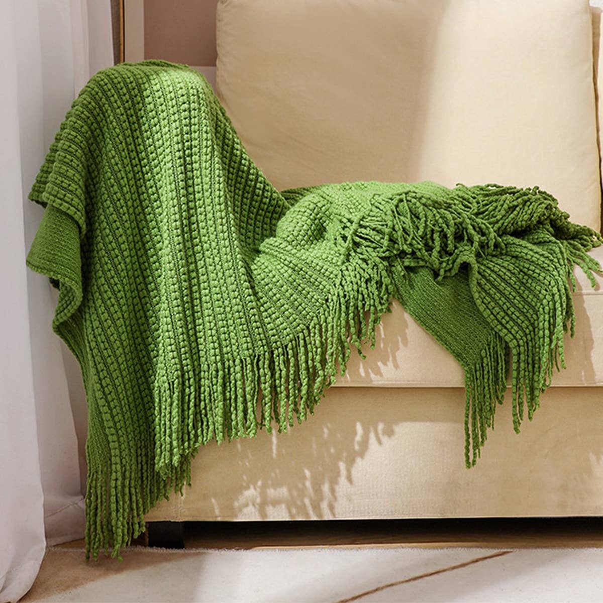 KNITTED SOFT WARM SOFA BLANKET BED END BLANKET