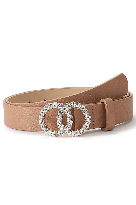 BEADS DETAIL DOUBLE O RING TRENDY LEATHER BELT_CWABE024