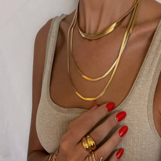 SNAKE CHAIN COMBINATION MULTI-LAYERED NECKLACE_CWMM3621