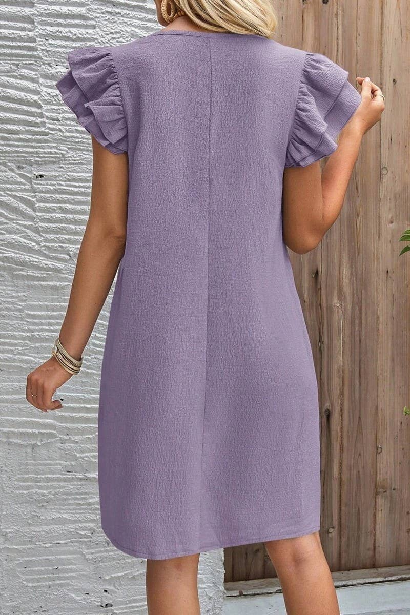 CWDSD8781_NEW SUMMER FRESH SWEET SLIM SOLID COLOR DRESS