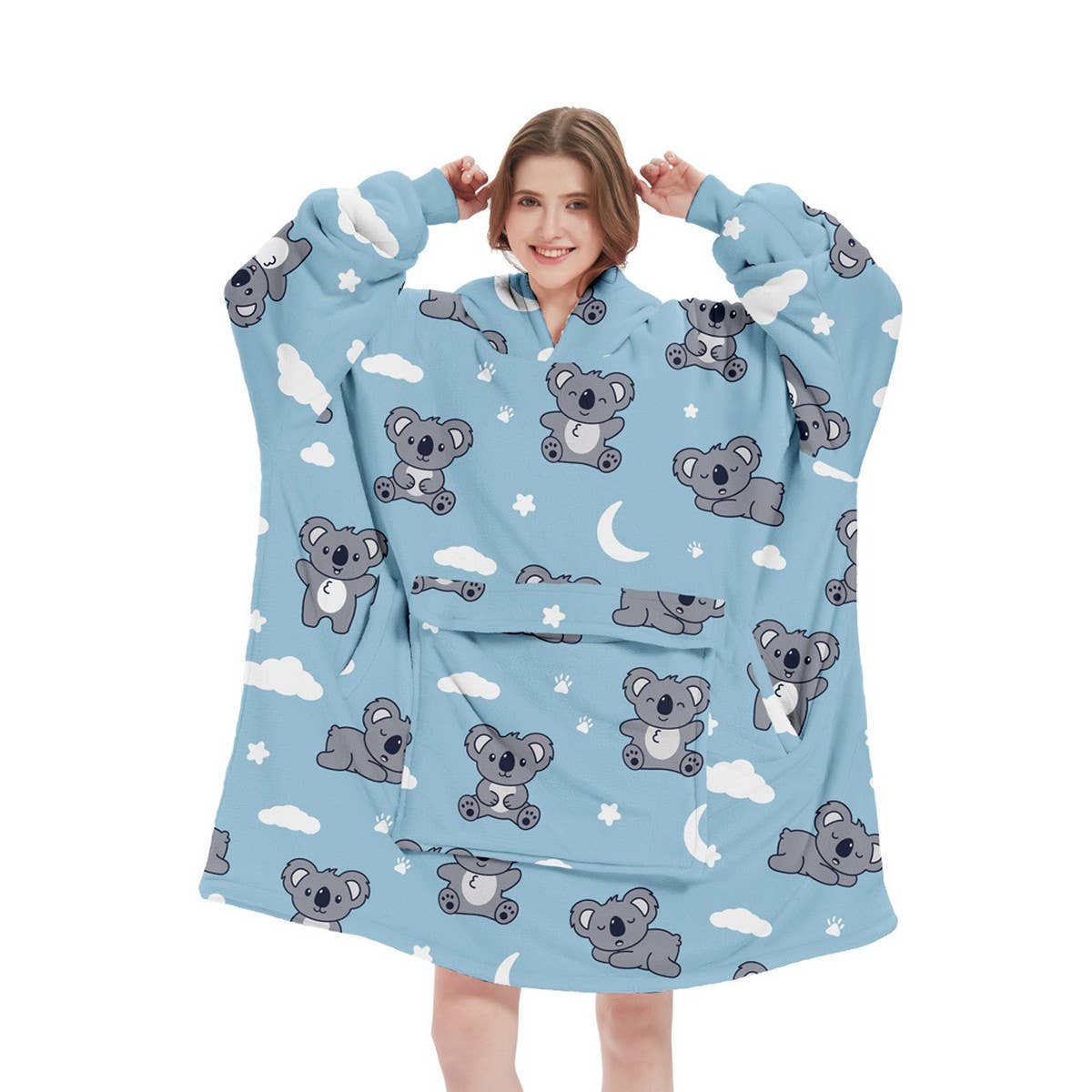 Long Leopard Sherpa Hoodie Blanket for TV & Sleep