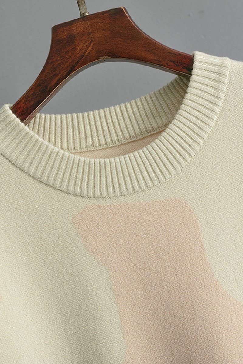 CWOSWL07293_WOMEN¡¯S JACQUARD KNIT LONGLINE SWEATER TOP