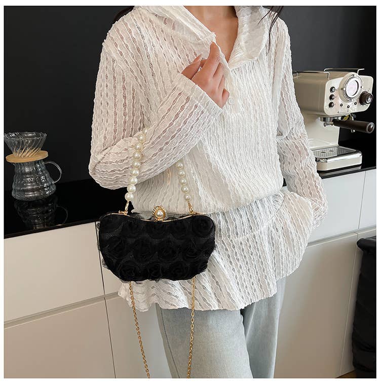 Floral hand-held Chinese-style crossbody bag