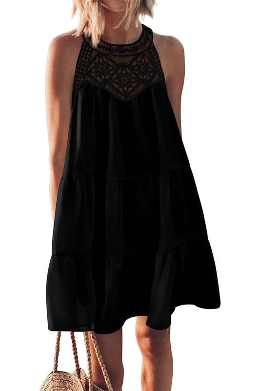 CWDSD10603_CASUAL SLEEVELESS A-LINE LAYERED TANK DRESS