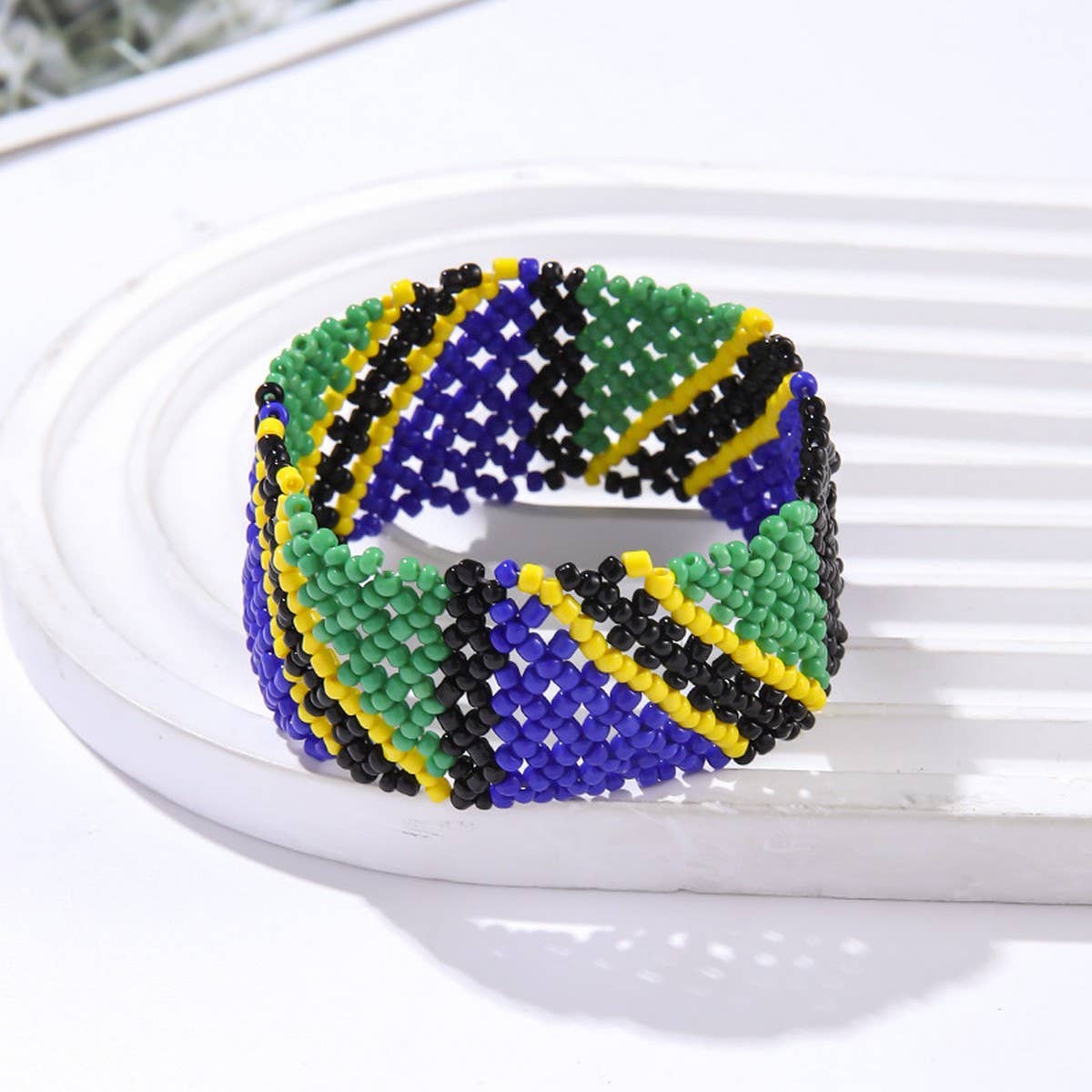 ETHNIC RICE BEAD WOVEN COLORFUL WIDE BRACELET