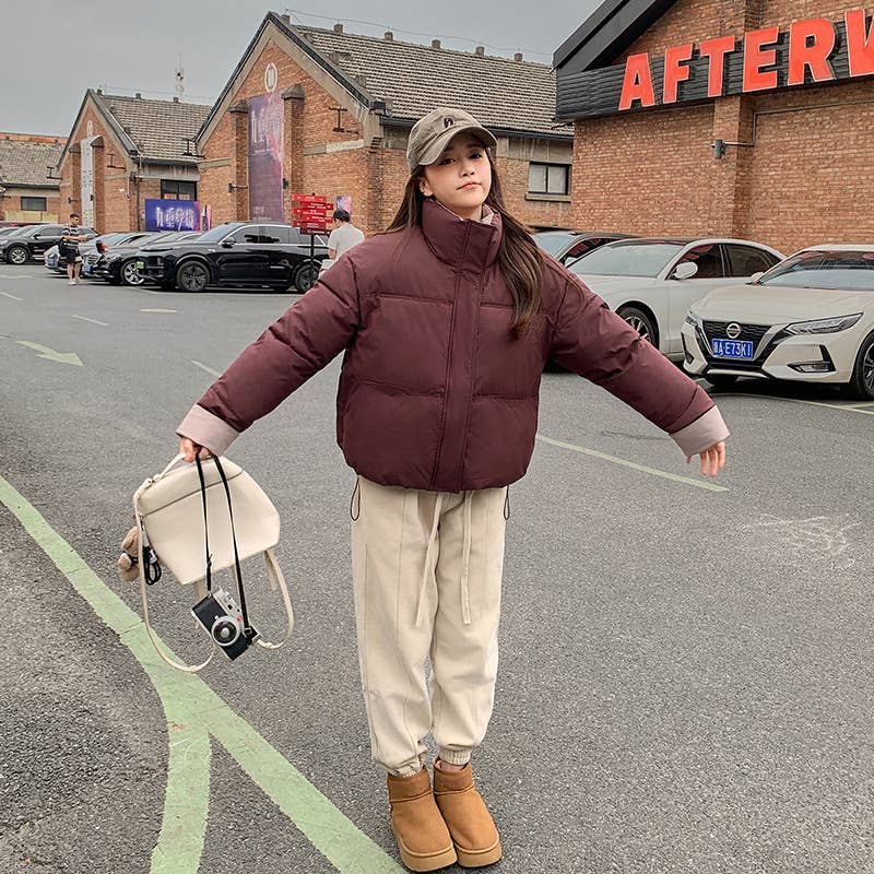 Short standing collar loose thick padded jacket