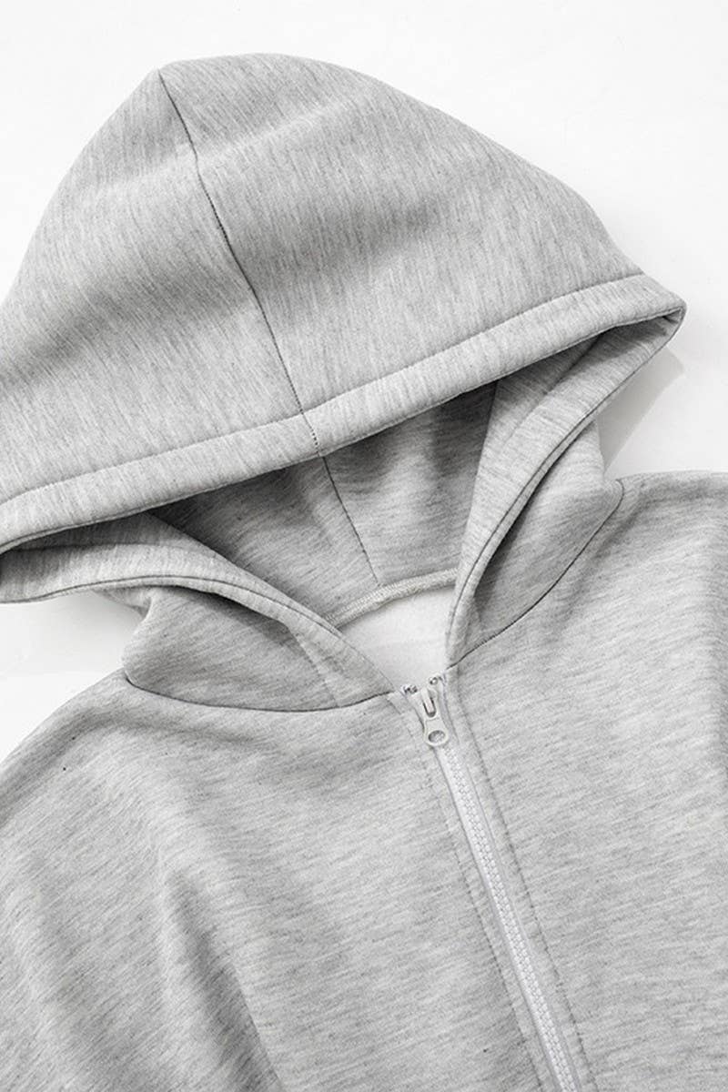 CWOCO00156_CROPPED ZIP-UP HOODED LONG-SLEEVED SWEATSHIRT