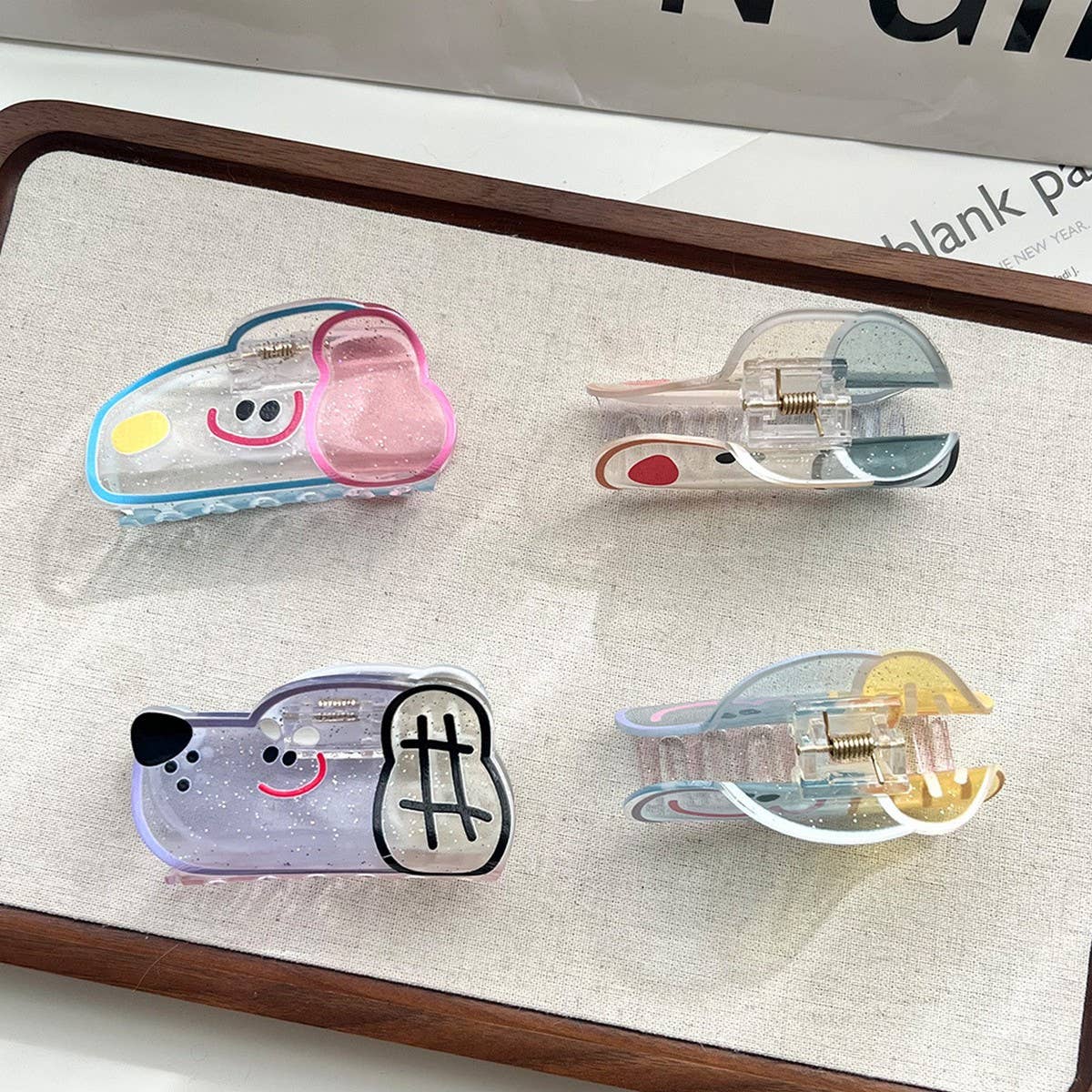 Cute Smiling Dog Transparent Hair Claw for Girls